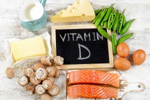 Foods rich in vitamin D. Top view